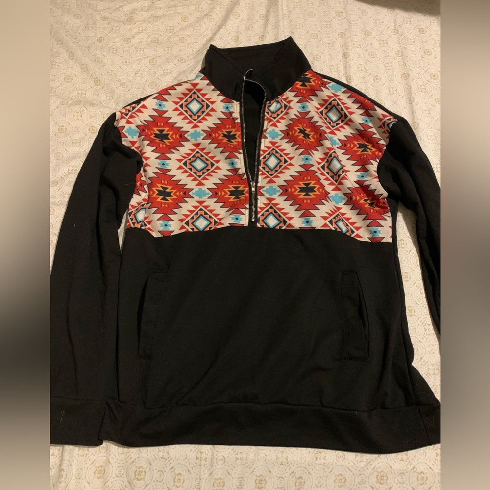 Aztec print 1/2 zip pullover